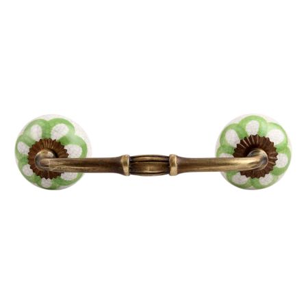 Lime Green Floral Crackle Ceramic Bridge Handle